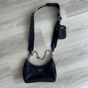 Prada pre nylon Black Chain Strap Bag